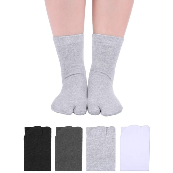 4 Pairs Flip Flop Socks Tabi Split Toe Socks Toe Socks for Men Women Supplies, White, One Size