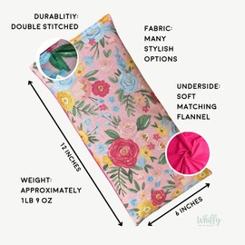 Large Microwave Heating Pad with Flax Seed, Scented or Unscented, Good For Back Pain or Cramps, Moist Heat Therapy or Ice Pack, Microwavable Bean Bag, 6" x 12" (Black Floral, Chamomile)