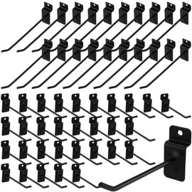 TAICHEUT 100 Pack Slatwall Hooks, 4 Inch 6 Inch Black Accessories Slatwall Slat Wall Hanging, Grid Wall Hooks Hanging Hook and Hanger Slatwall Panel Hook, Black
