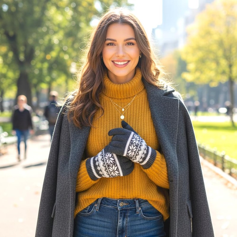 FREESE Knitted Gloves, Cold Protection, Smartphone Compatible, Non-Scratchy, Brushed Lining,