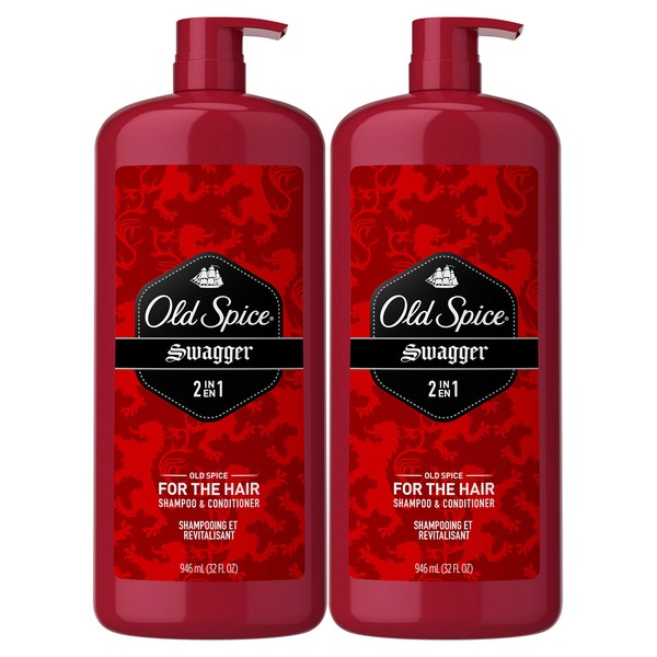 Old Spice, Shampoo and Conditioner 2 in 1, Swagger for Men, 32 Fl Oz, Pack of 2
