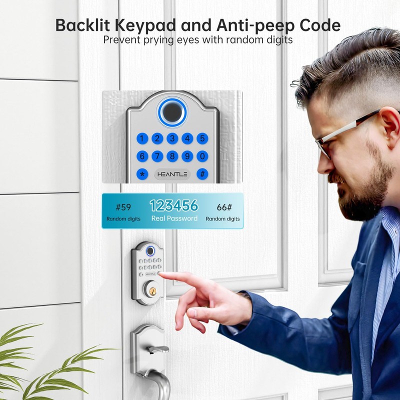 HEANTLE Smart Deadbolt Lock: Keyless Entry Door Lock with Fingerprint