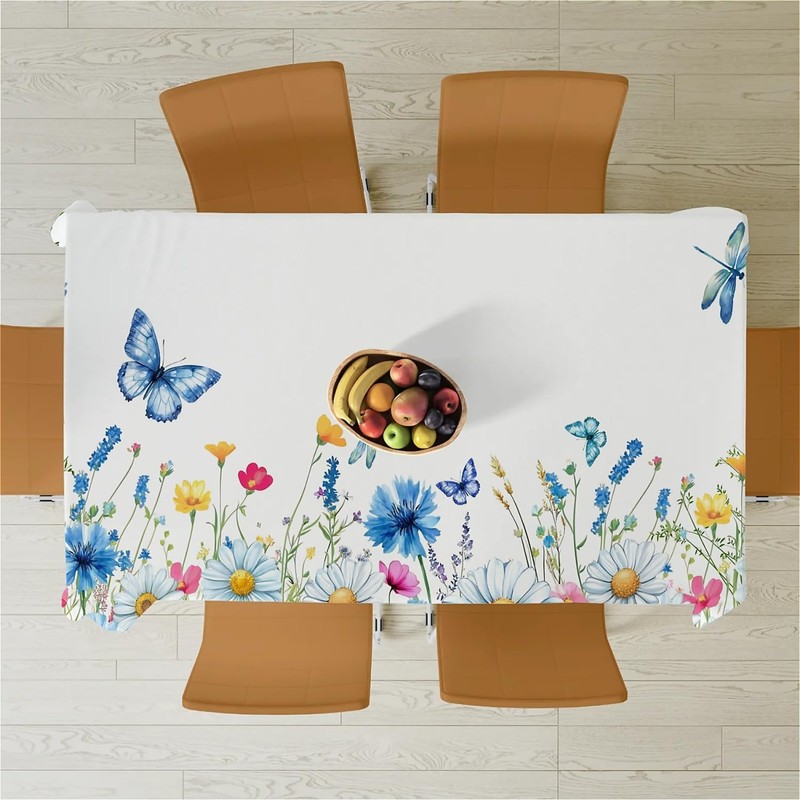 artslion Rectangle Waterproof 60x84in Wipeable Table Cover Non-PVC Fabric Blue