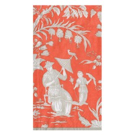 Caspari Silk Road Toile Mandarin Guest Towel Napkins - 15 Guest Towel Napkins per Pack