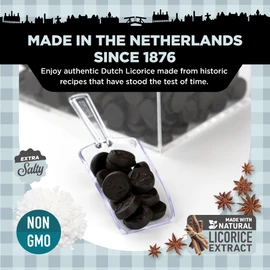 Gustaf's Dutch Licorice Double Salt Coins - 5.2oz Bag - Salted Black Licorice Coins - Dutch Candy from Netherlands - Salty Black Liquorice Treats