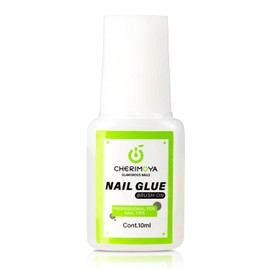 CHERIMOYA Pegamento Uñas Acrílicas con Pincel Secado Rápido sin UV Nail Bond Super Fuerte para Tips y Uñas Postizas, 10ml Uso Profesional y Manicura en Casa