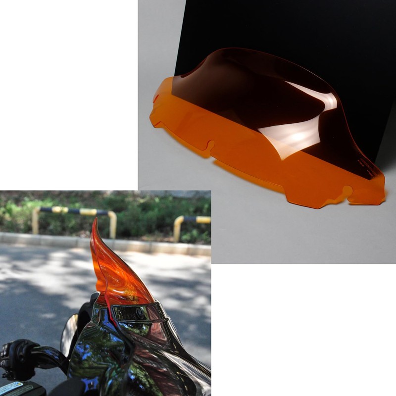 POWER JAMES Orange PMMA Acrylic 7.0" Height Windshield Windscreen for