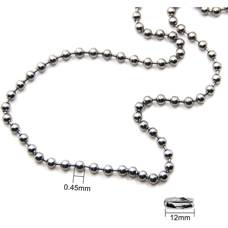 Beaded Pull Chain Extension, BetterJonny 4.5mm Diameter Stainless Steel Roller