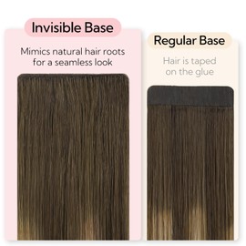 HOTBANANA Invisi Edge Tape in Hair Extensions Human Hair, 14inch 50g 20pcs Chocolate Brown Mixed Caramel Blonde Balayage Invisible Tape in Extensions Straight Seamless Real Remy Hair Injected