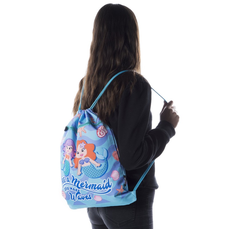 FRINGOO® Kids Drawstring Bag With Front Zipped Pocket PE Kit