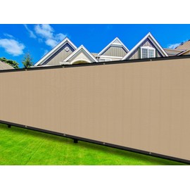 Coarbor 2'x21' Privacy Fence Screen Cover Mesh Blocker with Brass Grommets 180GSM Heavy Duty Fencing for Outdoor Back Yard Patio and Deck Backyard Garden Blocking Neighbor Sand