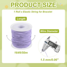 PATIKIL Elastic String for Bracelet 164 Ft/50 Meter Length 1.5 mm Dia, 1 Roll Sturdy Stretchy String Cord for Jewelry Making Necklace Beading Craft DIY, Light Purple