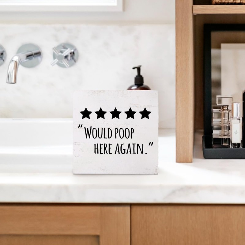 Yetmadi Would Poop Here Again Bathroom Sign,Five Star Rating Bathroom