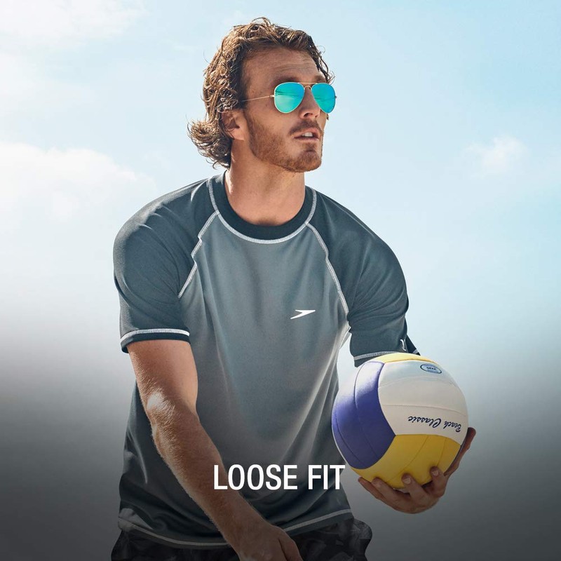 Speedo Men's UPF 50+ Easy Short Sleeve Rashguard Swim Tee,