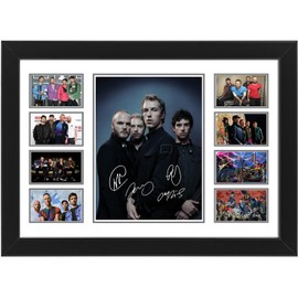 Coldplay Collage Limited Edition Print - Featuring Autographs of All Band Members - Music posters, Wall decor- (Framed, A4 (12x8" - 30x20cm))