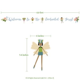 Cheerland 9ft Paper Woodland Fairy Party Banner Welcome to The Enchanted Forest for Fairy Theme Birthday Parties Garden Parties Picnics and Woodland Wedding Party Decorations Girl Birthday Garland