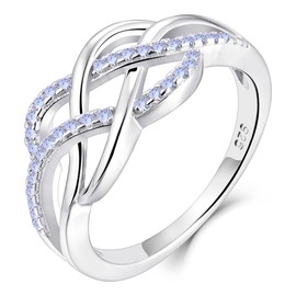 YL Celtic Knot Rings 925 Sterling Silver Twisted Knot Ring Created Alexandrite Infinity Statement Jewelry for Women-size10