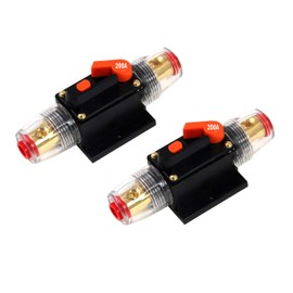 Absolute ICB200 x 2 2 pcs 200A Audio Inline Circuit Breaker Reset Fuse 12V-24V DC, Power Reset Fuse Holder 200 amp with Manual Reset for Car Audio, Stereo Switch and Solar Inverter System, ICB200X2