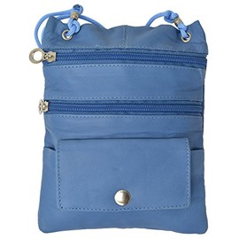 New PASSPORT Leather ID Holder Neck Travel Pouch Wallet (Blue)