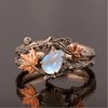 Vintage branch ring, rose gold maple leaf, double ring design,