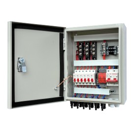 GXELZK Solar Combiner Box 6 Strings 100A DC Main Circuit Breaker with Power Surge and 16A Circuit Breaker This PV Combiner Box is Suitable for On/Off-Grid Solar Power