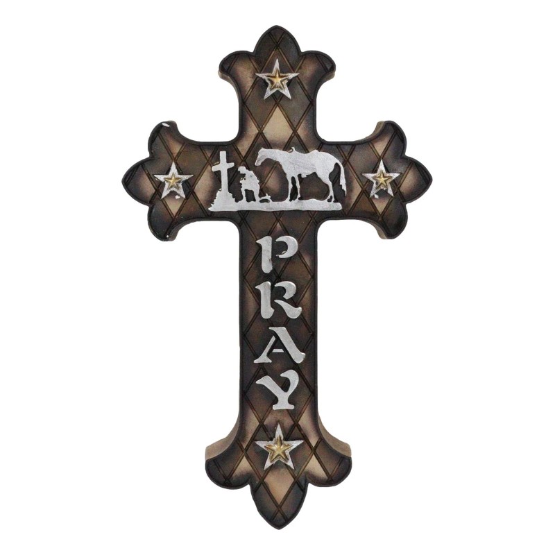 Western Kneeling Cowboy With Horse In Prayer At Calvary Fleur
