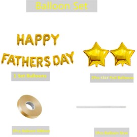 Happy Father’s Day Balloons Banner, Best Dad Ever Thank You Perfect for Father's Day Party Supplies Gold