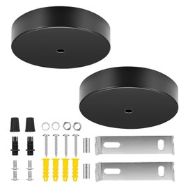 YOUNIEYO 2Pcs Light Canopy Kit Black Single Hole Ceiling Plate 80×25mm