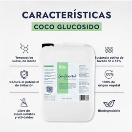 Hebbe - Coco Glucósido, Tensioactivo Suave y Biodegradable para Cosméticos, 5 kg