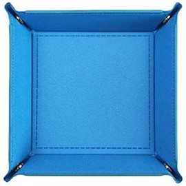 Dice Tray PU Leather Folding Tray Square Holder for Dice Games,Other Table Games,Jewelry Key Wallet Coin Box Stroage Tray Blue