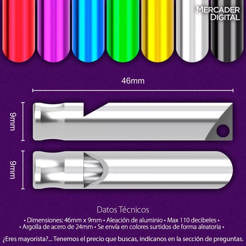 Mercader Digital 20 Pzs Silbato De Aluminio Supervivencia Emergencia Rescate