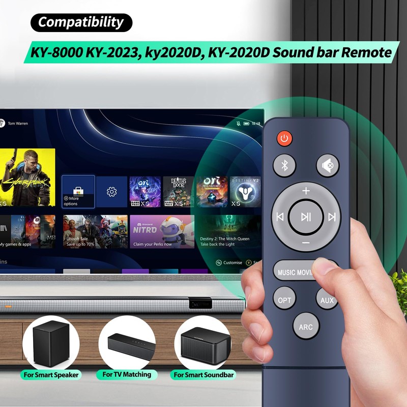 WDZP New Soundbar Remote Control Replacement for Assistrust KY-8000 KY-2023,