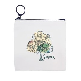 NUTFORD Canvas Purse Pouch Bag, Four Season Themed, 12oz Canvas, Vintage Zip Design, for Money Coin Accessories Holder or DIY Craft, for Women Men Kids (Summer)