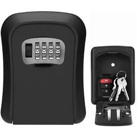 Bolwins H34CS Key Safe with 4 Digit Combination Code - Key Box for Exterior and Interior Wall Mounted Key Hiding Place for Keys and Door Card Black