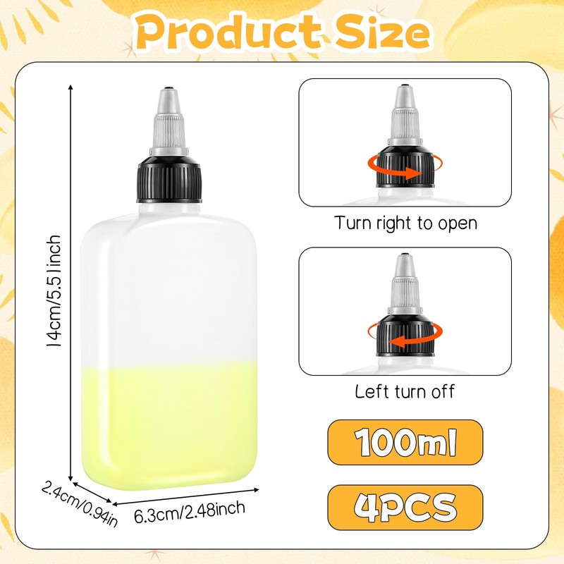 LXUEJIE Pack of 4 Squeeze Bottles, 120 ml Oil Bottle