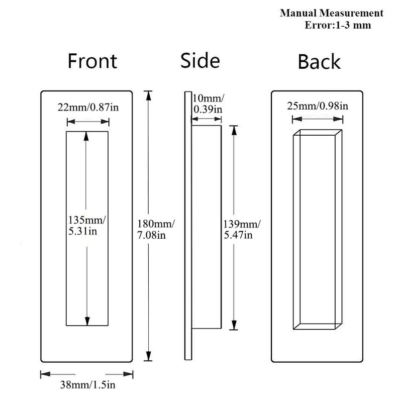 LWZH Sliding Barn Door Flush Handle 7.08" Invisible Recessed Finger Pull