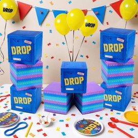LaRandom 6 Pcs Video Game Llama Drop Boxes with 6 Balloons 7.5 Inch Video Game Party Supplies Birthday Decorations Large Cardboard Gift Box for Gamer Military Battle Graduation Party Favors Decor