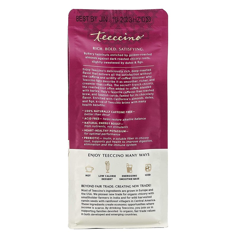 Teeccino Hazelnut Herbal Coffee Alternative,75% Organic Caffeine Free, Non Acidic,11