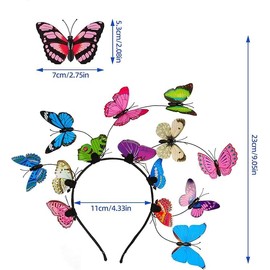 Butterfly Headband, Headband Butterfly Fascinator Headband with 8 Butterfly Hair Clips, Butterfly Headpiece Women Girls for Wedding Party Costume Women Girls