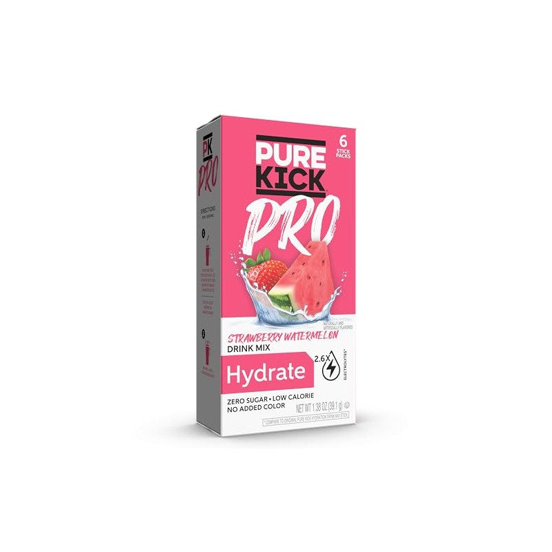 PURE KICK PRO Hydration Electrolyte Drink Mix, Strawberry Watermelon, Includes