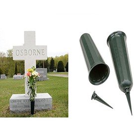 Set of 2 Cemetery Grave Patriotic Memorial Veterans Flower Cone Vase