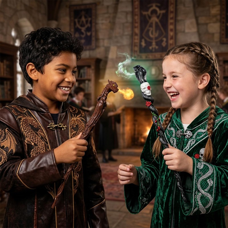 Rileryan Magic Wizard Wand Dragon Head Shape Magic Wand for