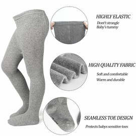 ZERULETS Baby Girls Tights Leggings 3 Pack Cotton Seamless Thick 0-24 Month Newborn Infant Toddler Stocking Pants（Black,White,Pink, 9-18 Month)