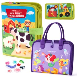 hahaland Busy Book for Toddlers 1-3 - Montessori Toys Busy Board for 1 2 3 4 Year Old Boy Girl Birthday Gift - Quiet Activity Book with Life Skills, Cognition, Sorting, Matching