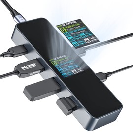 DOCKCASE Visual Smart USB C Hub (6-in-1) with HDMI Port 4K@60Hz, USB-C and 3 USB-A 5Gbps Data Ports, 100w PD Power Delivery, for MacBook Air, MacBook Pro, XPS, and More