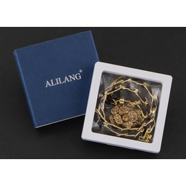 Alilang Light Smoked Topaz Gold Single Flower Pendant Crystal Rhinestone Necklace