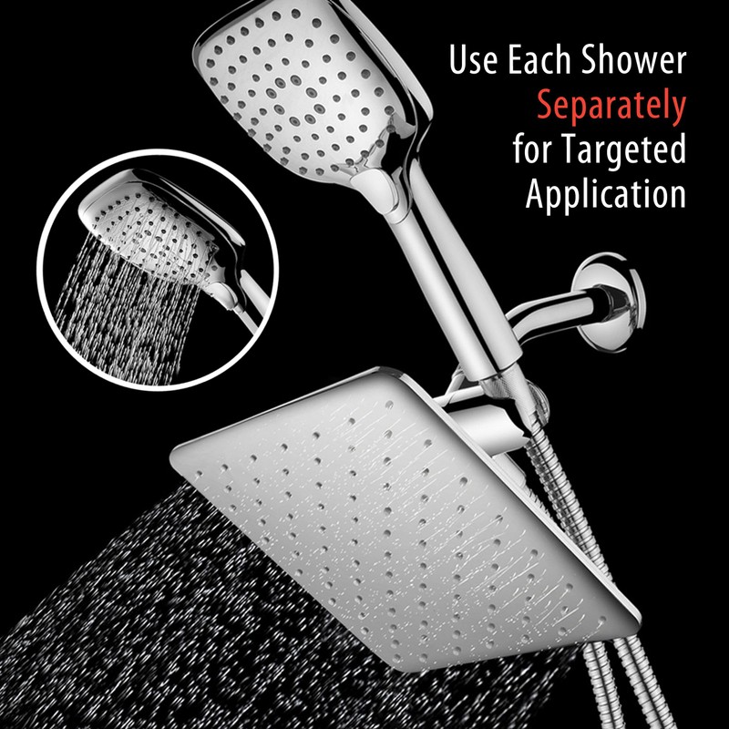 HotelSpa High Pressure 10.5 inch Square Rain – Handheld 3-way