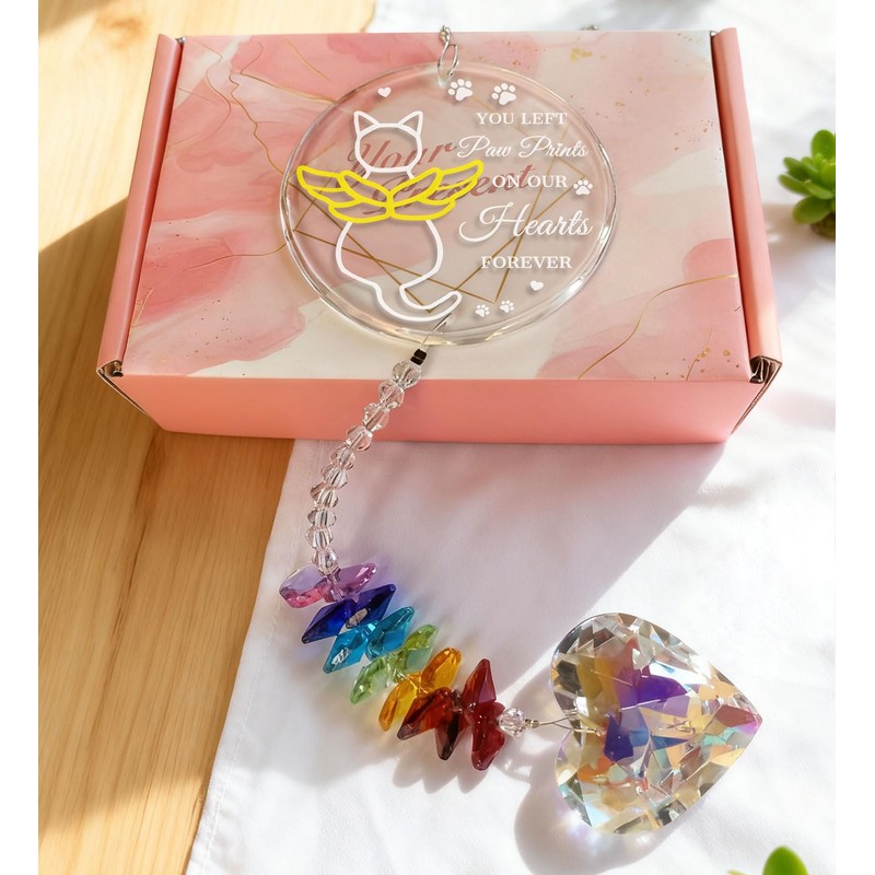 Cat Memorial Gifts for Loss of Cat Suncatcher Crystal Window