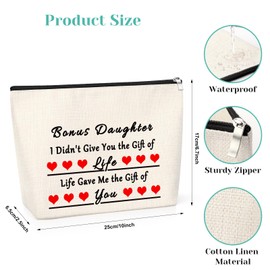 Bonus Daughter Gifts Cosmetic Bag Daughter in Law Gift Stepdaughter Gift from Mum Inspirational Graduation Gift for Daughter Makeup Bag Adoption Gifts for Daughter Christmas Birthday Gift
