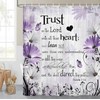 Bible Verse Inspirational Quote Shower Curtain, Purple Floral Daisy Trust
